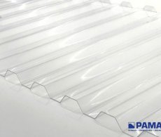 Polykarbonátová deska trapézová 76/18, 1mm, čirá, 1265mm x na míru, 1x UV ochrana - DECOPOL ELYSOL