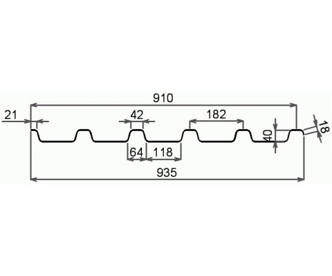 ELYPLAST trapéz 182/40mm, čirá, 935 x 6000mm, tl. 1mm s...