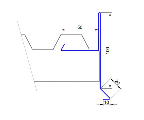 Klempířský prvek - boční závětrná lišta RAL, délka 3,0m